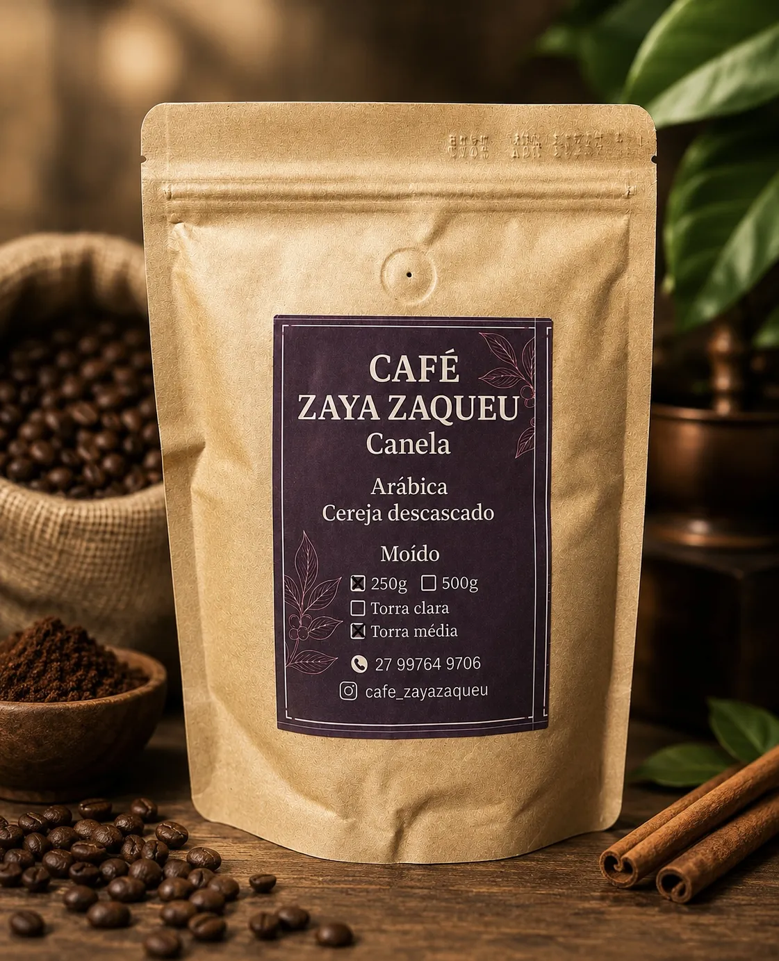 Café Especial Com Canela Moído 100% Arábica - Torra Média 250g