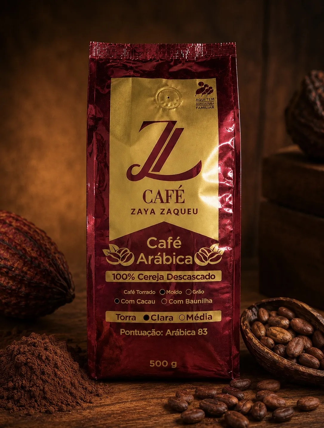 Café Especial Com Cacau Moído 100% Arábica - Torra Clara 500g
